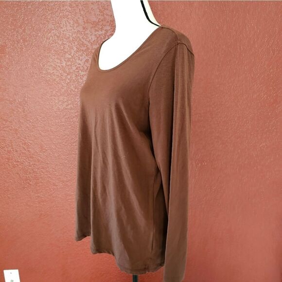 Belle Kim Gravel Classic Brown Long Sleeve Women's Top - Picture 3 of 8